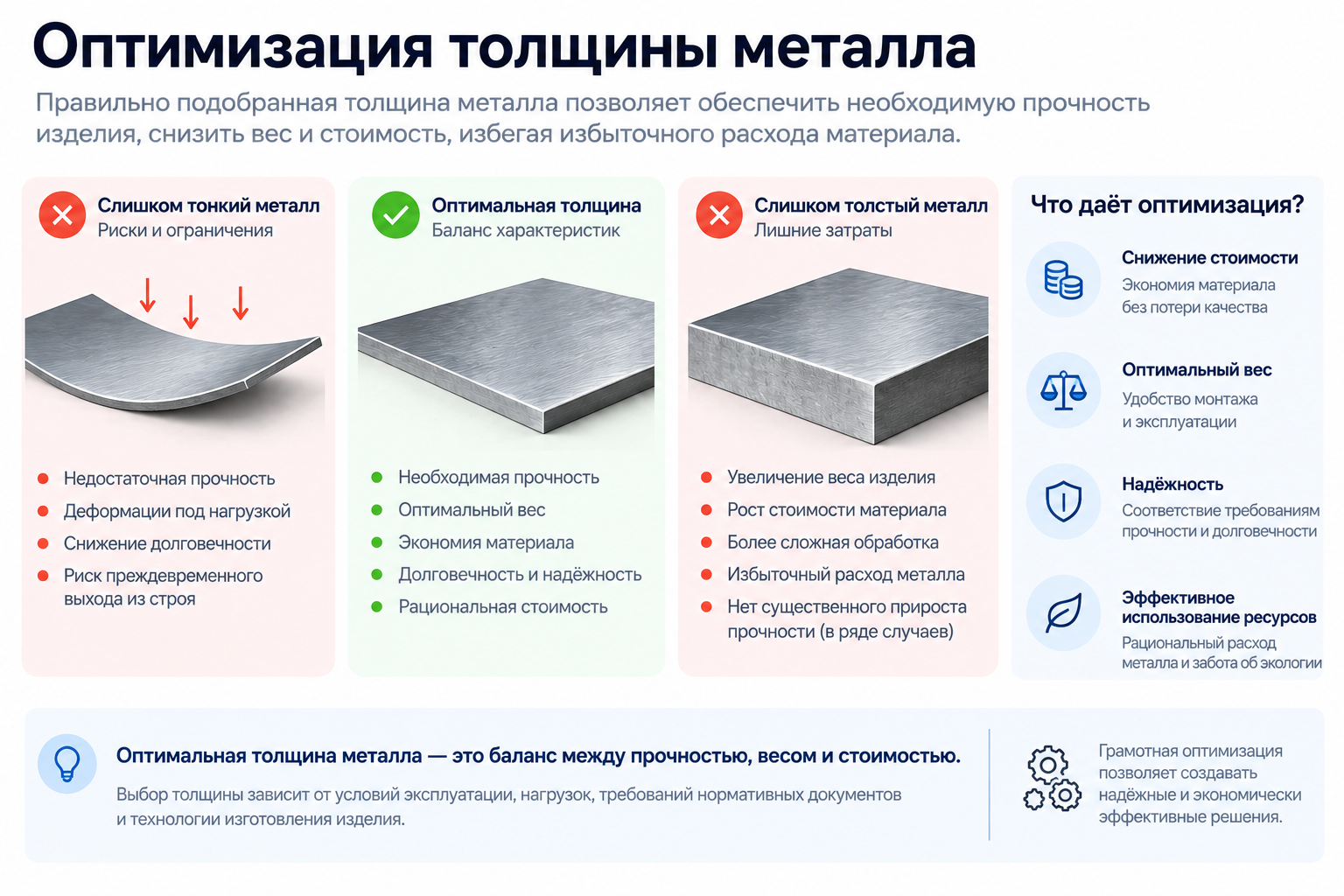 Оптимизация толщины металла